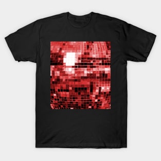 Red Mirrored Disco Ball Pattern T-Shirt